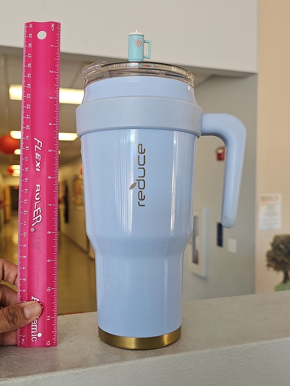 Reduce Light Blue Insulated Travel Mug with Handle